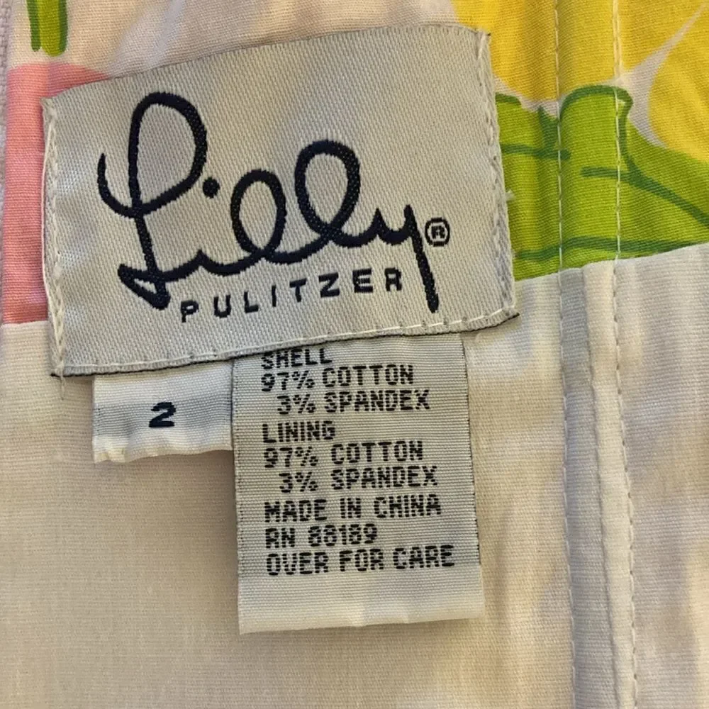 Lily Pulitzer Strapless Dress in Pink/Yellow/Green Floral Print. Size 2. - Picture 8 of 9